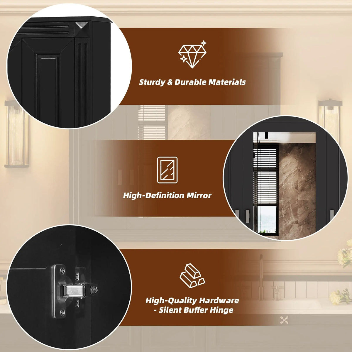 Wall Mounted Bathroom Cabinet | Mirror | 5 Shelves | Rectangular Design