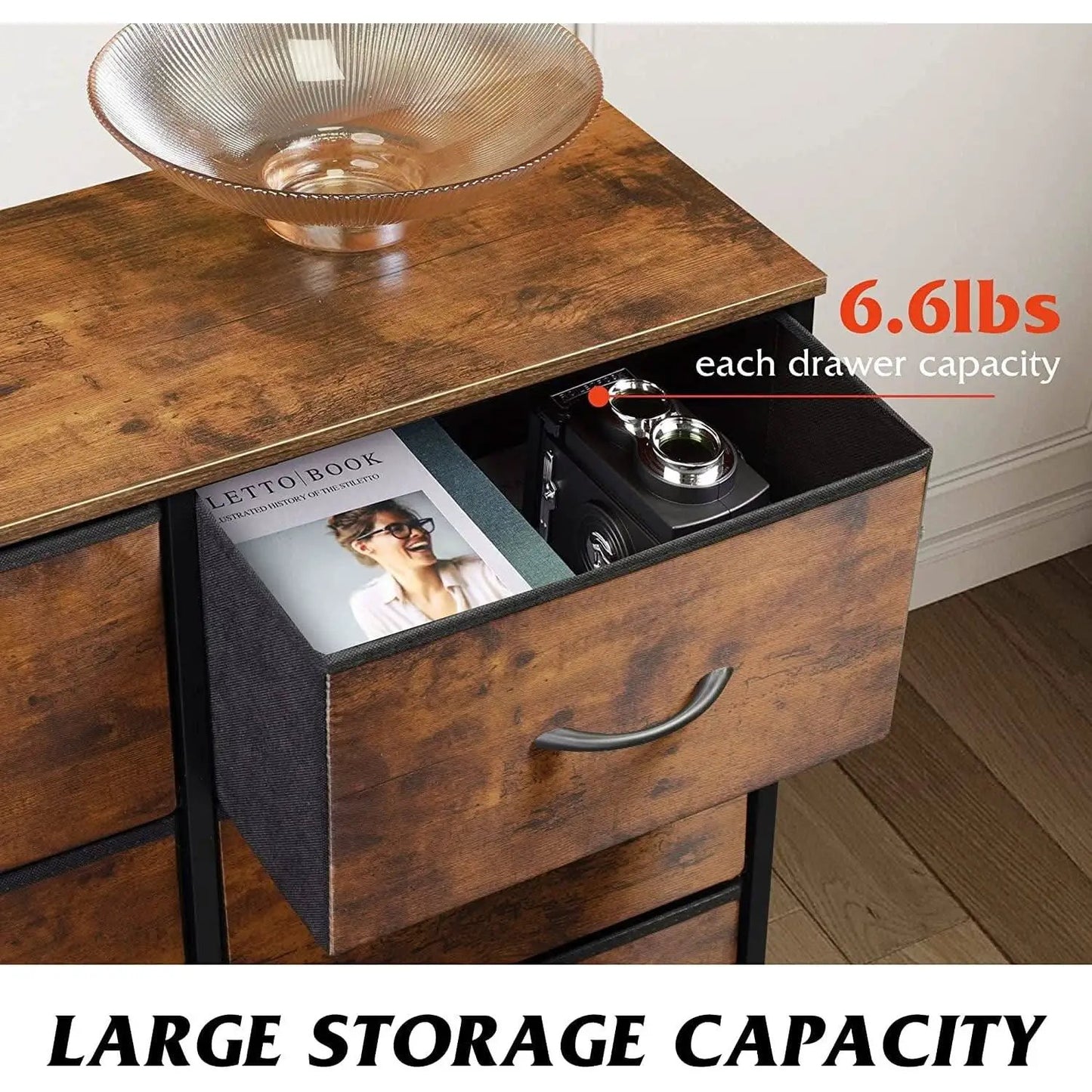 6 Drawer Dresser Rustic Brown For Bedroom Storage Solutions from PriceLows™