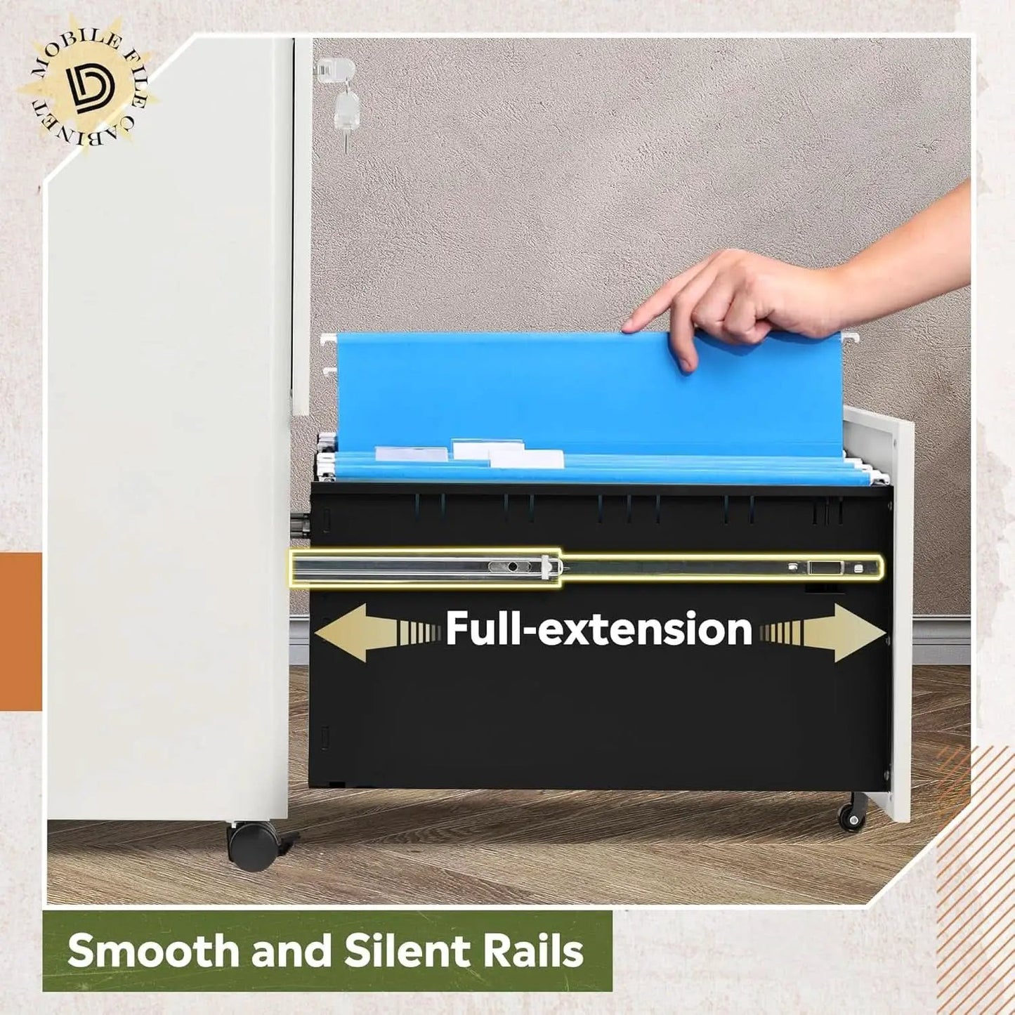 Locking 2 Drawer File Cabinet For Home Office Metal Under Desk Fully Assembled With Smooth Full Extension Slides from PriceLows™