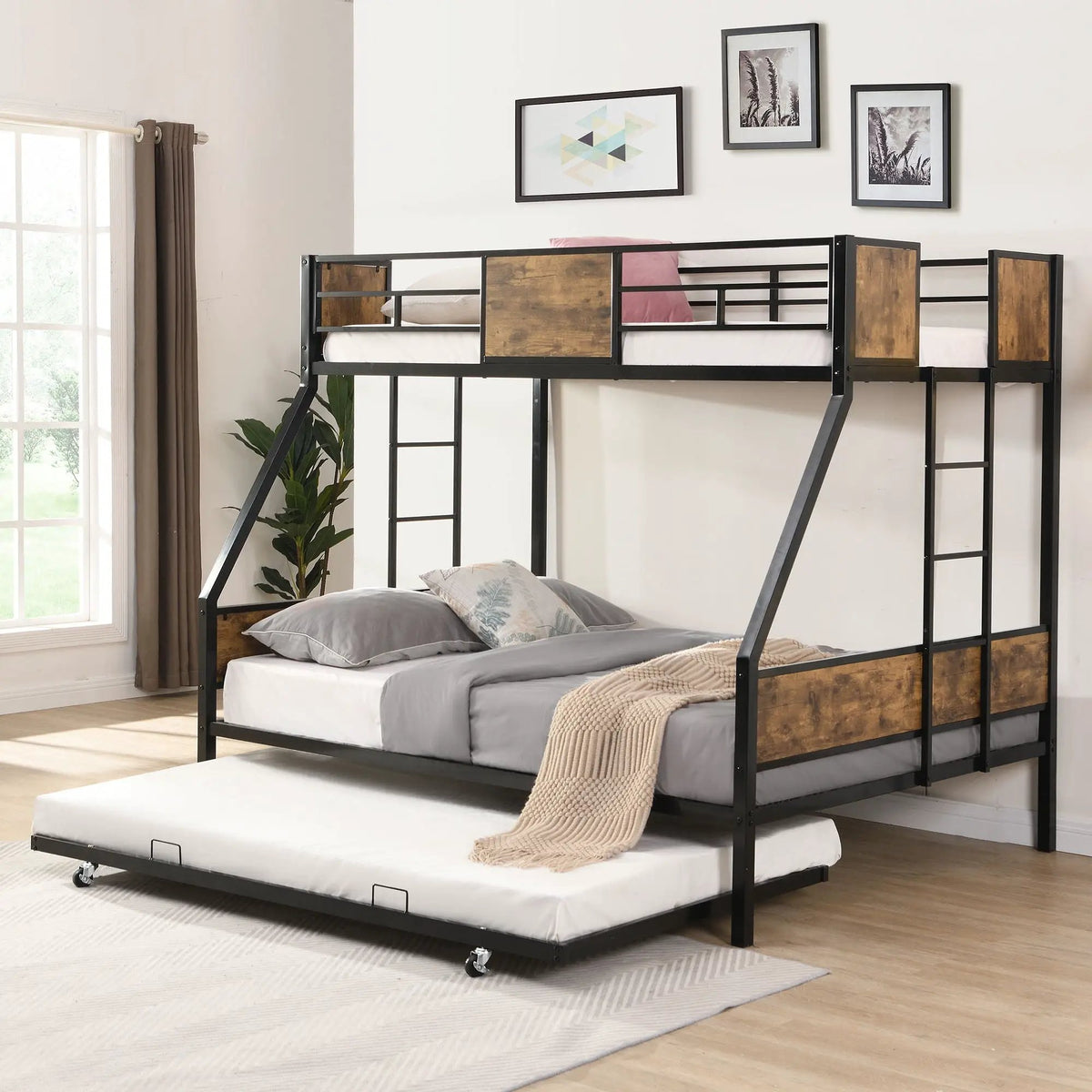 Modern Metal Bunk Bed | Dual Side Ladder | Steel Construction