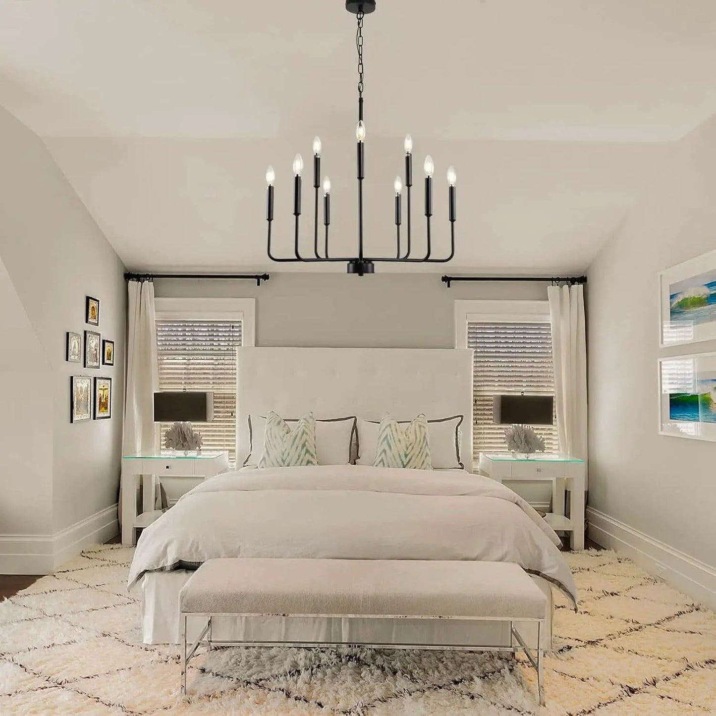 Black Farmhouse Chandelier 9 Light Dining Room Rustic from PriceLows™