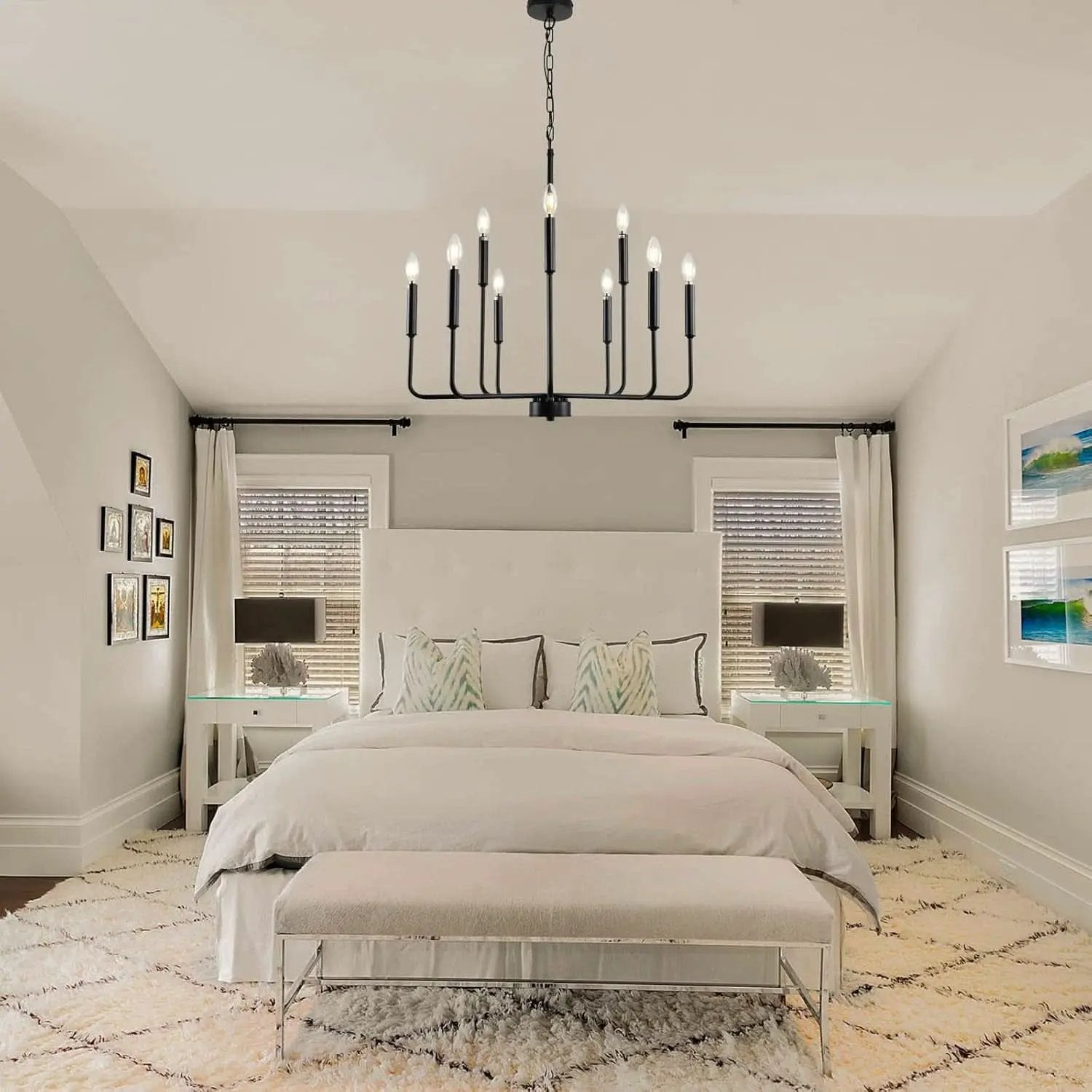 Black Farmhouse Chandelier 9 Light Dining Room Rustic from PriceLows™