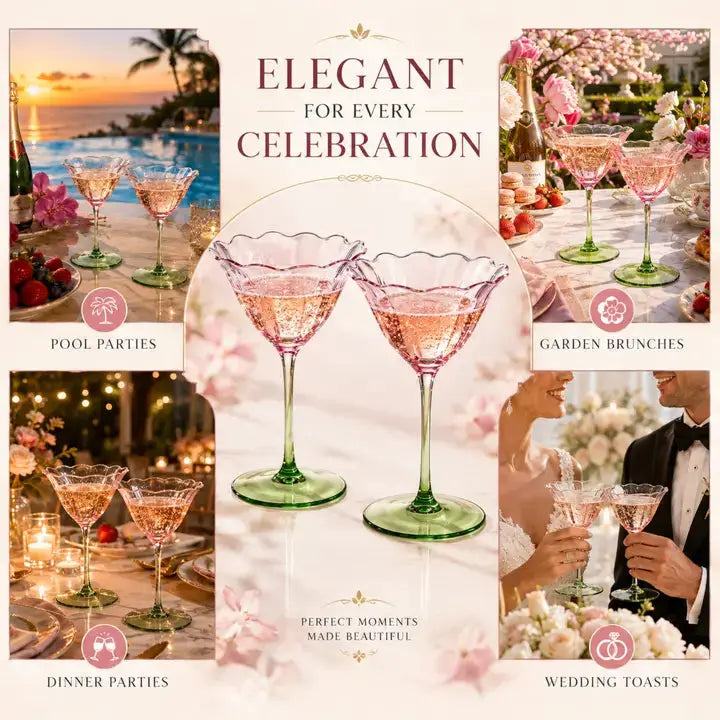 Fiore Champagne Coupe Cocktail Glassware | 6 oz | Set of 2 | Entertaining