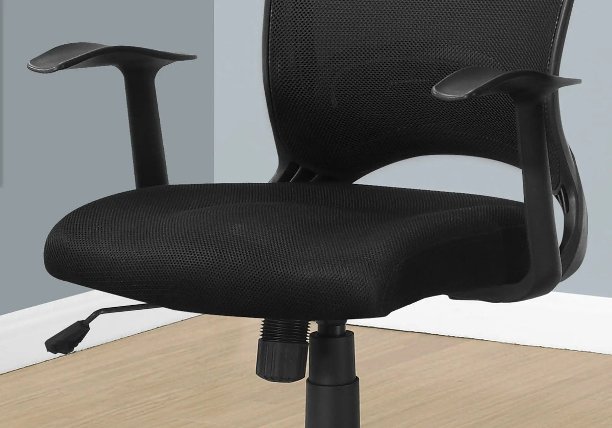 Mesh Office Chair | Black Mid-Back Design | Wide Curved Backrest | Black 5-Star Base