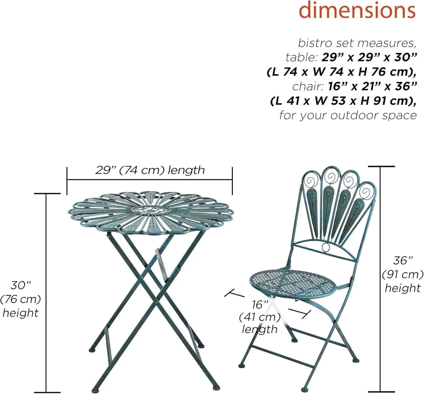 Bistro Set 3 Piece Light Blue Outdoor Patio Furniture from PriceLows™