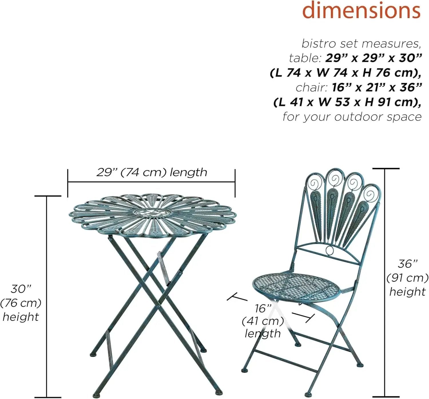 Bistro Set 3 Piece Light Blue Outdoor Patio Furniture from PriceLows™