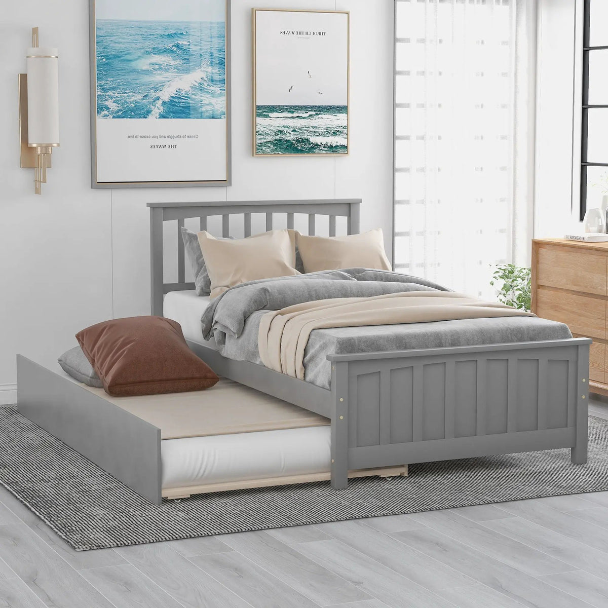 Wood Platform Bed | Headboard And Footboard | Classic Bed Frame | 41.1 Inch Height