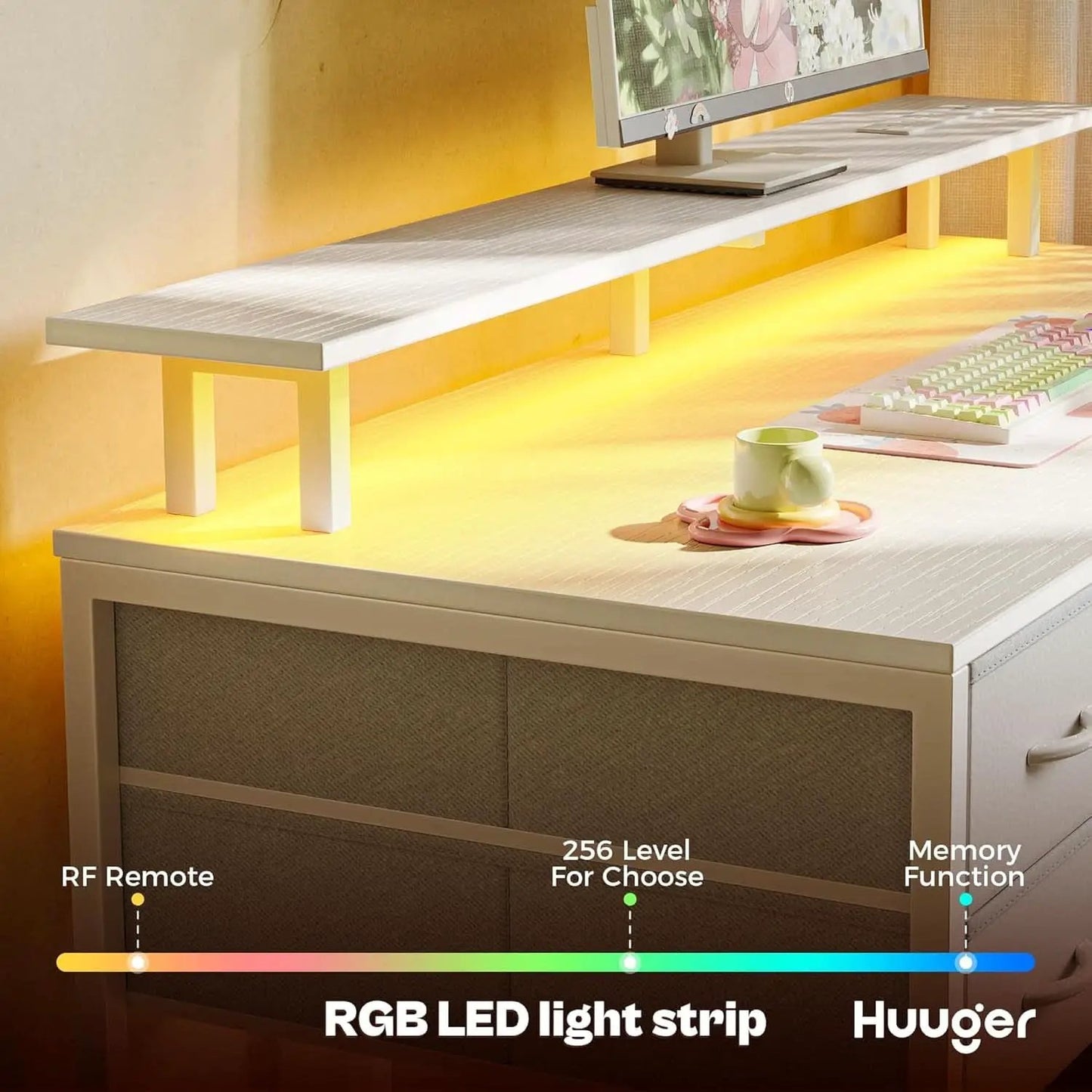 47 Inch Gaming Desk With LED Lights For Home Office from PriceLows™