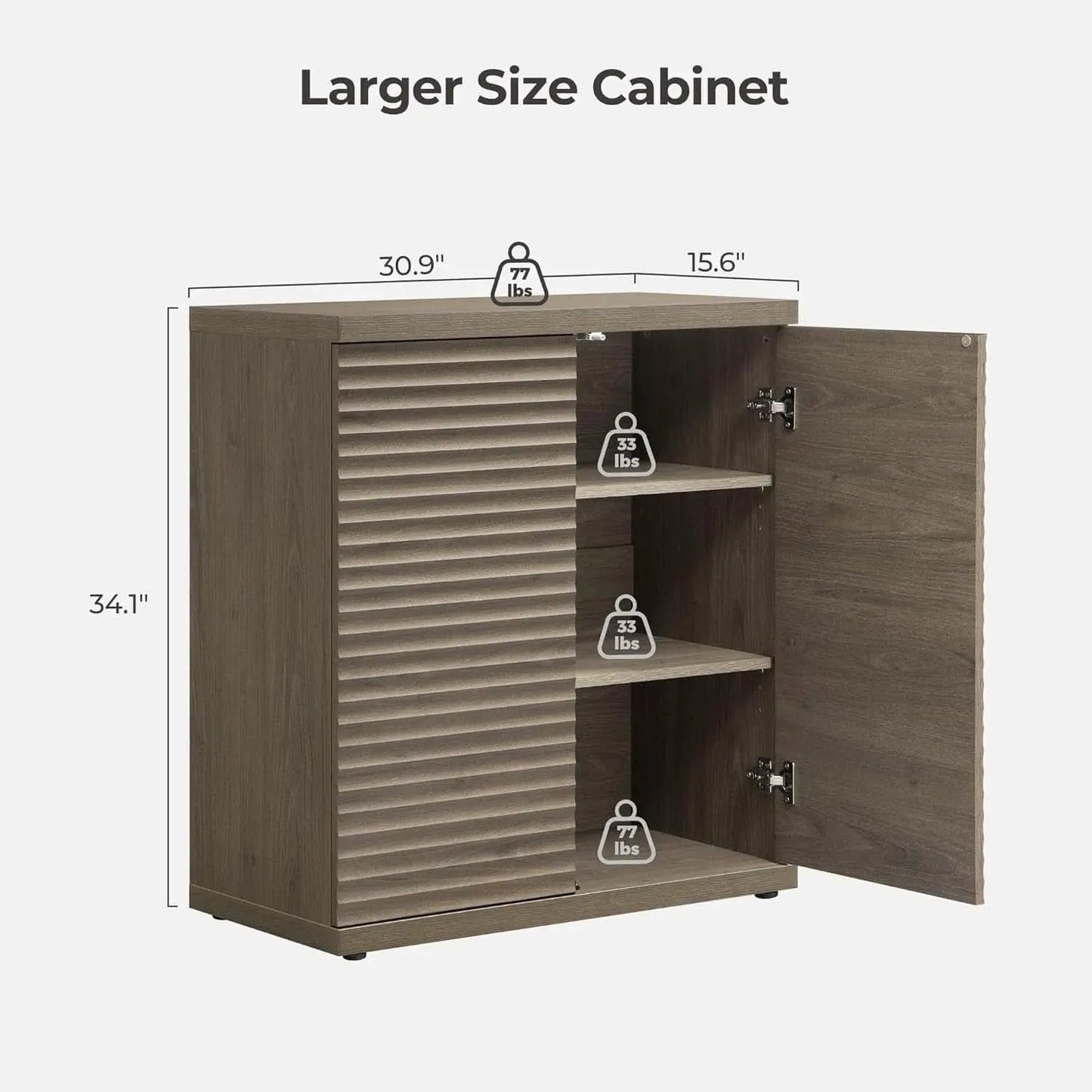 Modern Buffet Cabinet With Wave Panel Doors Large Storage from PriceLows™