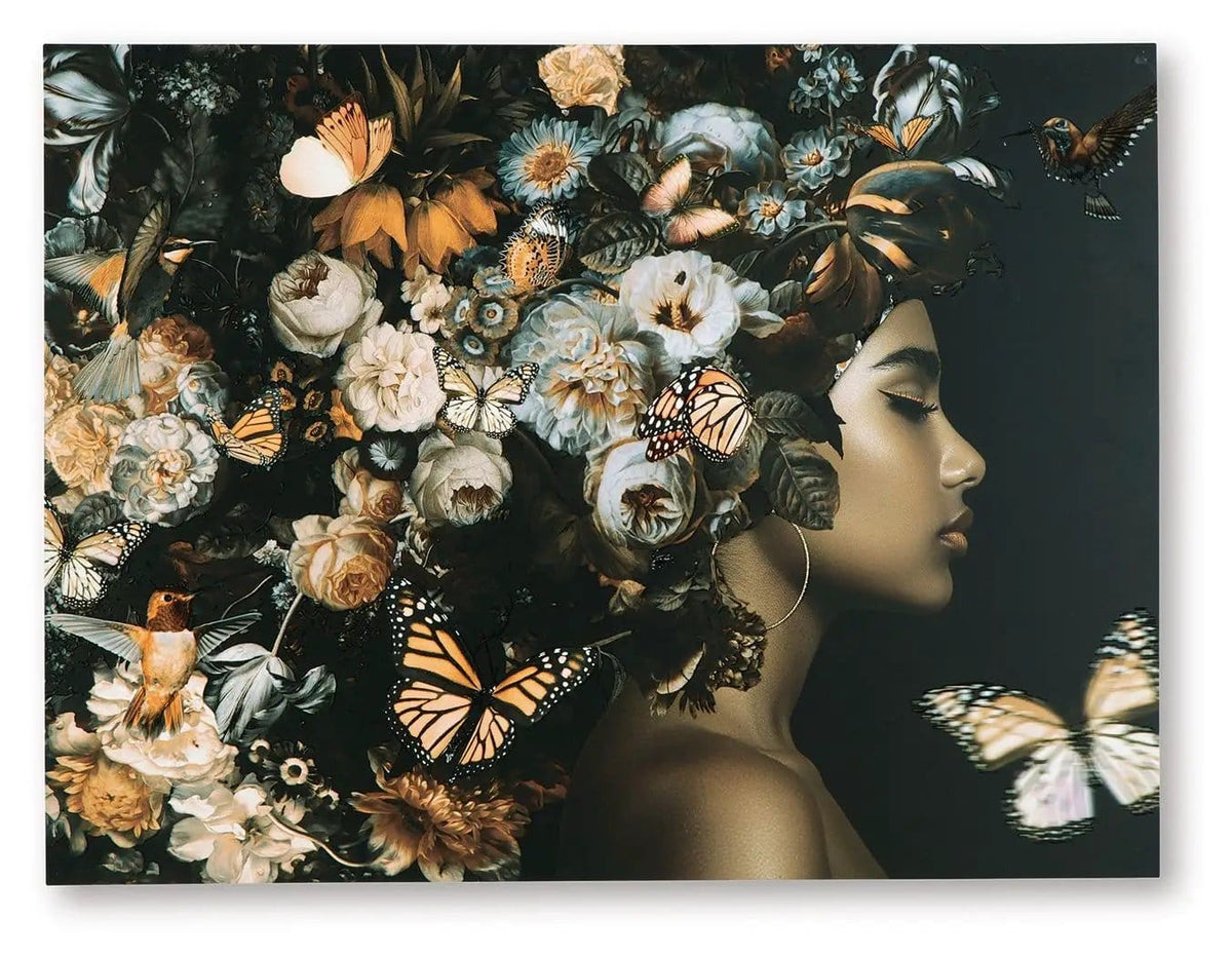 Valfer Wall Art Wall Decor | 48 x 1 x 36 in | Glass | Orange / Black / White
