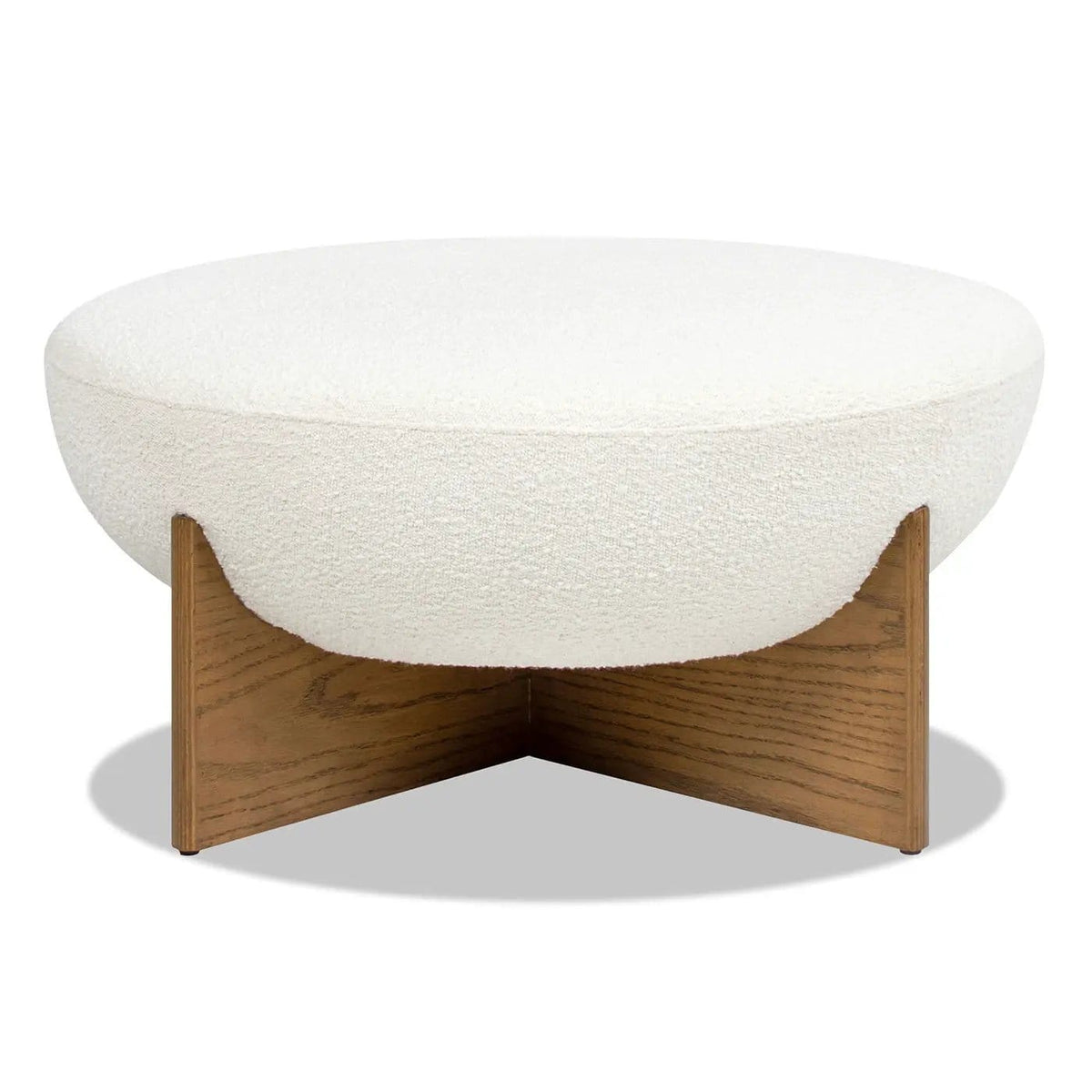 Bali Round Upholstered Ottoman | 2 Pieces | Rubberwood & Plywood | Living Room