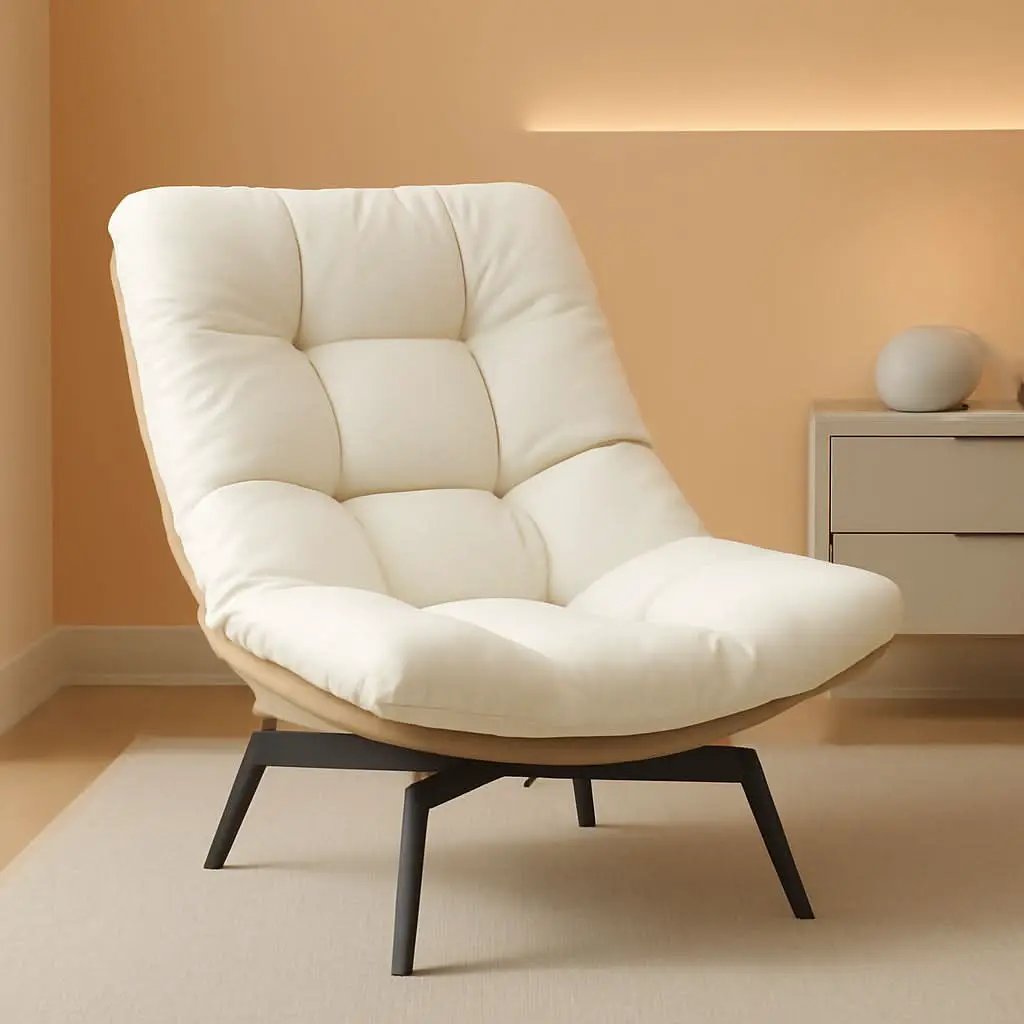 Beige Swivel Accent Chair With Oversized Cushioning from PriceLows™