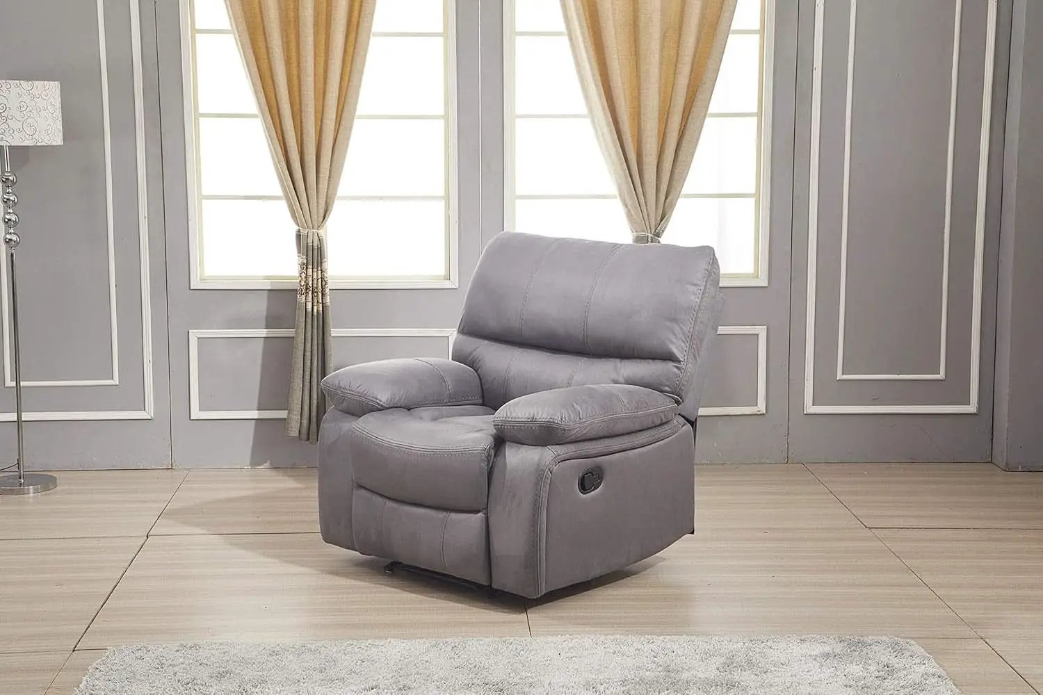 Microfiber Reclining Sofa Set Grey Living Room 8007 from PriceLows™