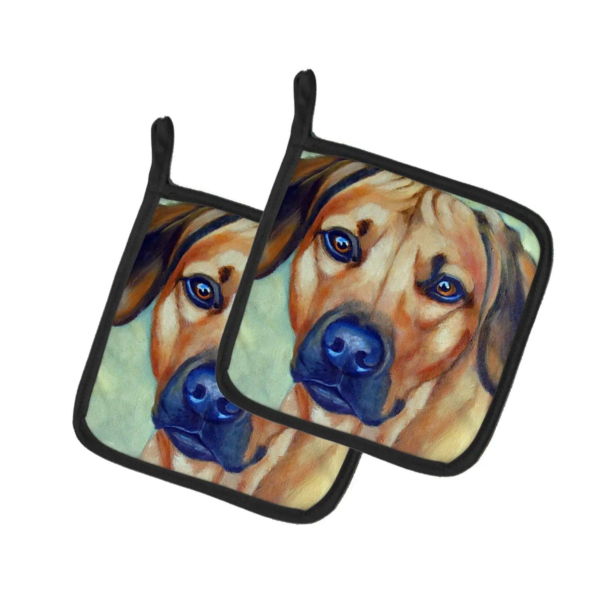 Pot Holder Set of 2 | Heat Resistant Quilted Hot Pads | 7.5 x 7.5 Inch | Rhodesian Ridgeback (Style 4)