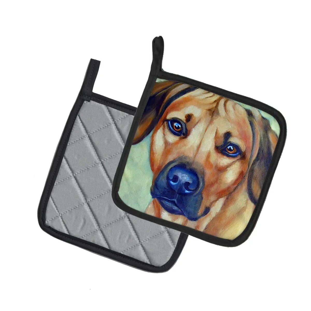 Pot Holder Set of 2 | Heat Resistant Quilted Hot Pads | 7.5 x 7.5 Inch | Rhodesian Ridgeback (Style 4)