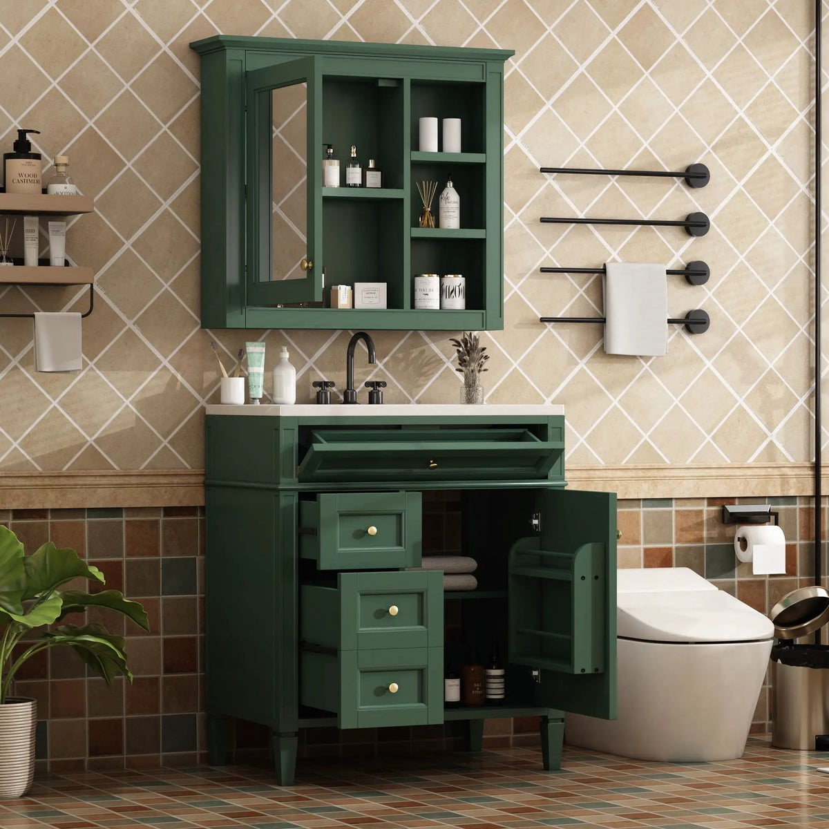 Bathroom Vanity With Medicine Cabinet | Royal Mirror Cabinet | Modern Storage | Unique Pattern Design