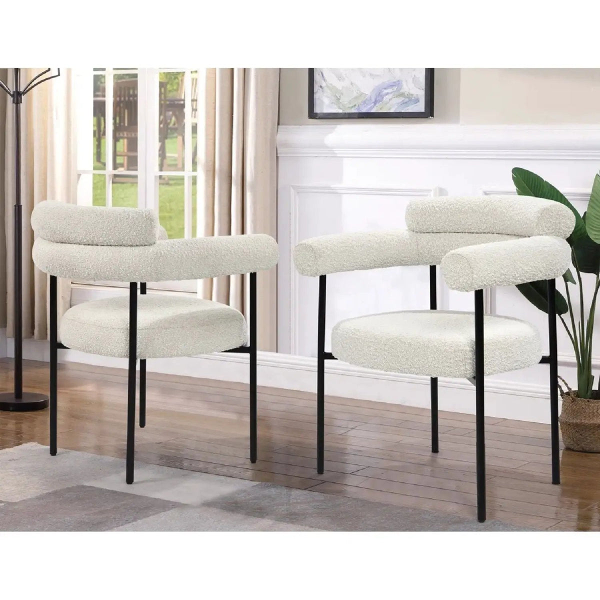 Upholstered Dining Chairs | Metal Legs | Padded Seats | Set Of Two
