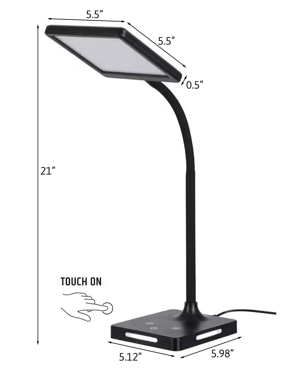 Desk Lamp | 21 Inch Circadian LED | Touch Control Rechargeable | Set Of 2 Black