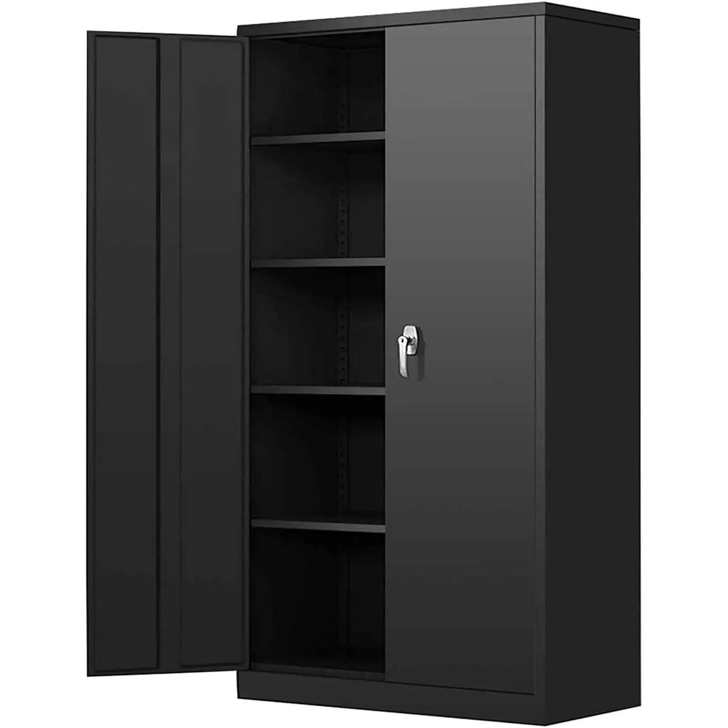 Black Metal Storage Cabinet With Lockable Shelves Heavy Duty from PriceLows™