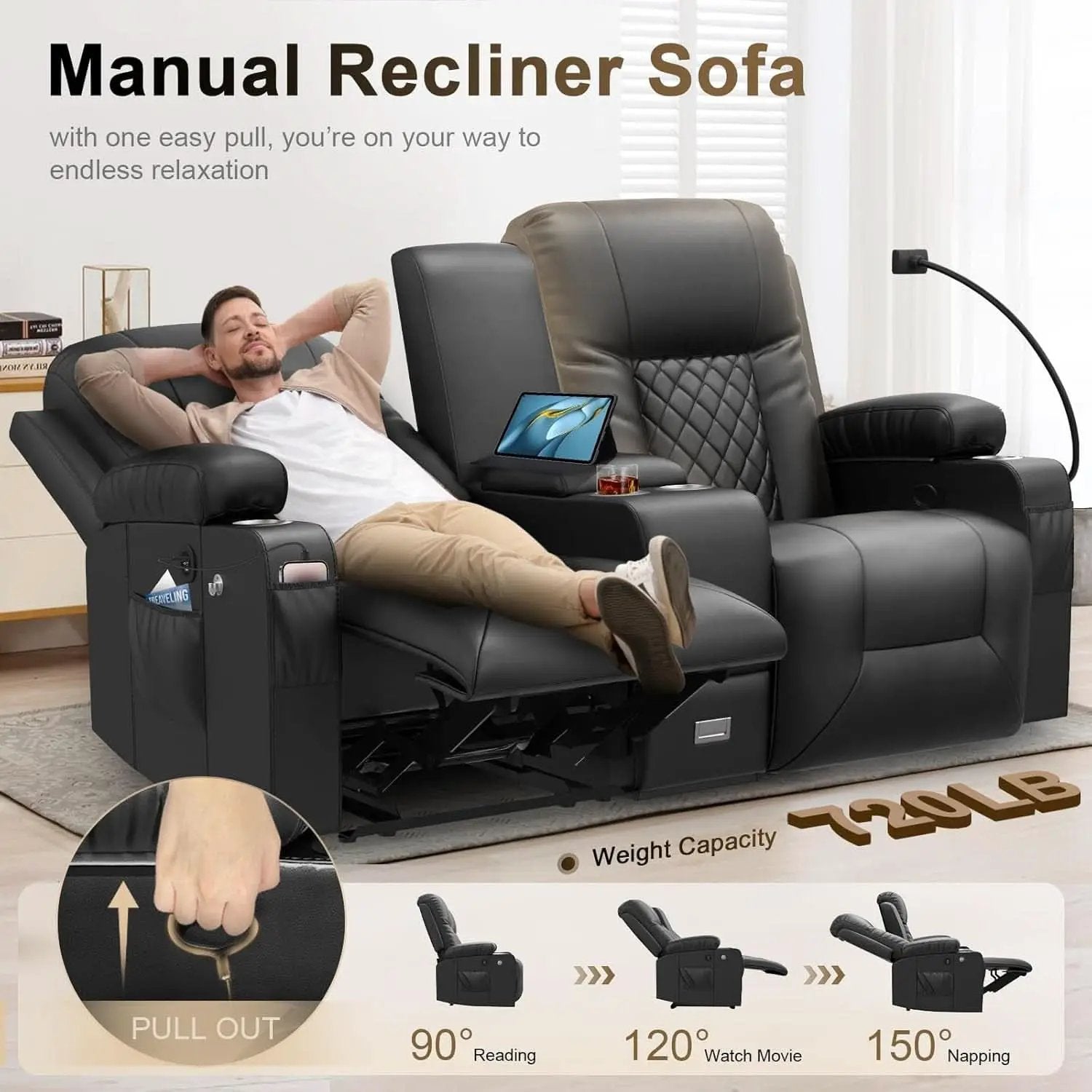 Living Room Furniture Set Loveseat Recliner And 2 Piece Massage Recliner Chairs from PriceLows™