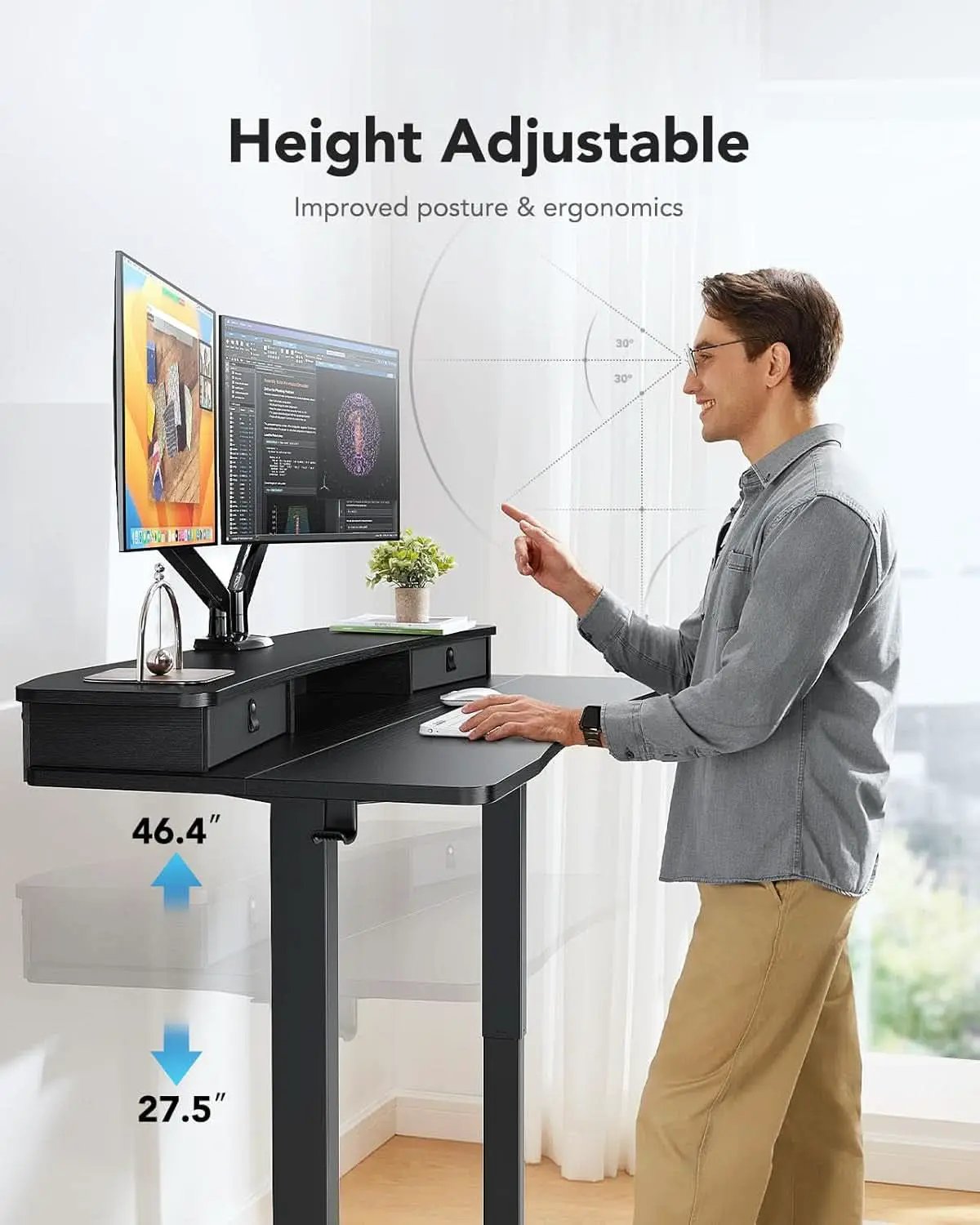 48 Inch Electric Standing Desk With Height Adjustable from PriceLows™