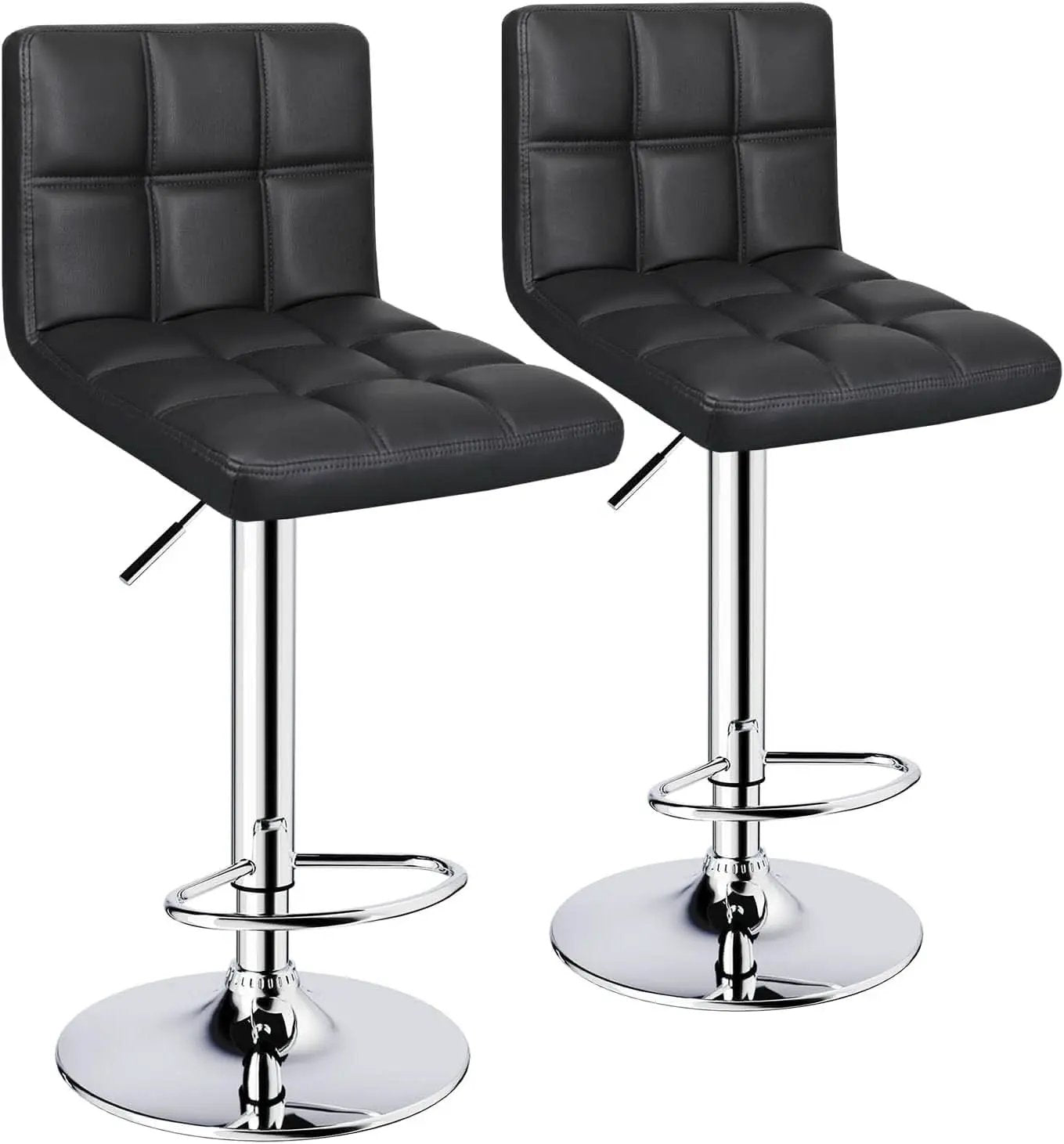 Black 6 Squares Back Adjustable Bar Stool Set Of 2 from PriceLows™