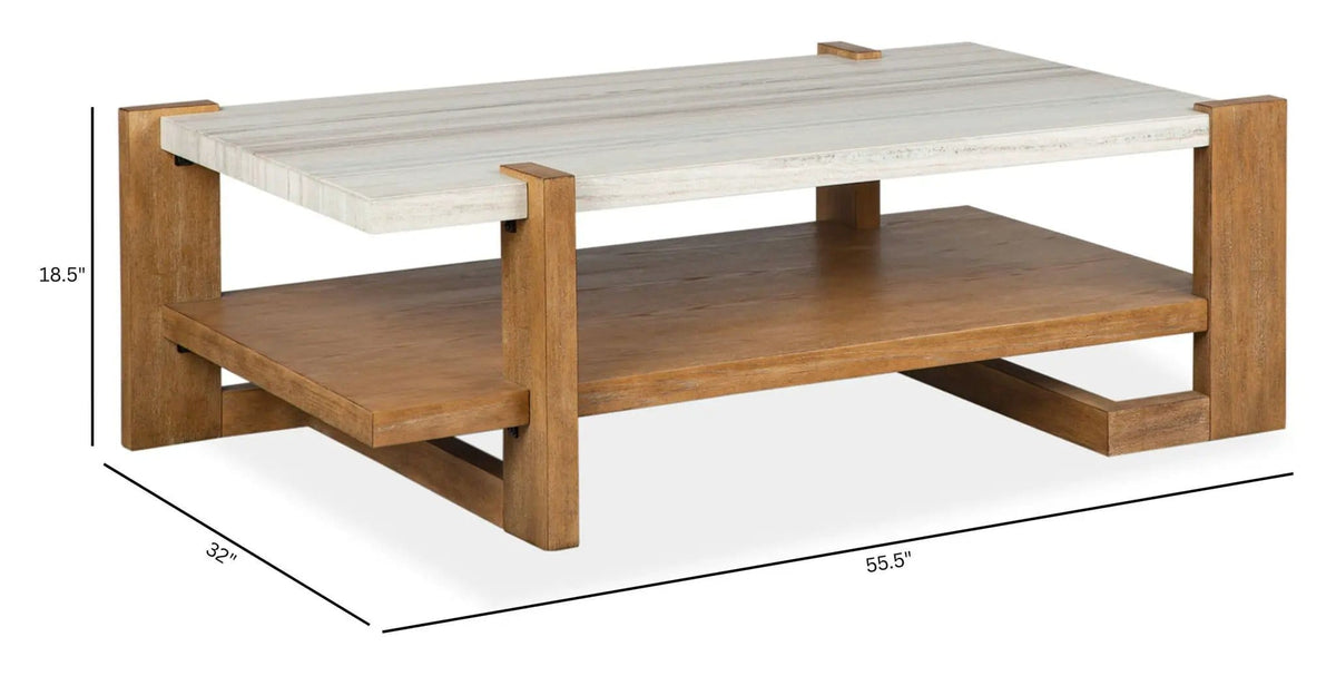 Carrington Rectangular Table | 3 Pieces | Oak Veneer & Granite | Living Room