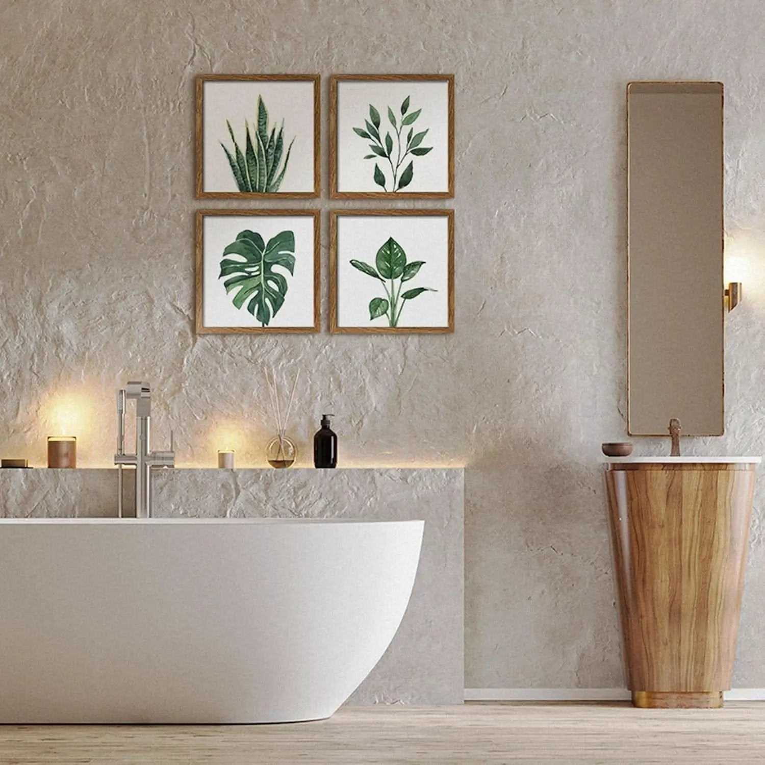 Botanical Framed Wall Art Set of 4 10x10 Walnut Frames from PriceLows™
