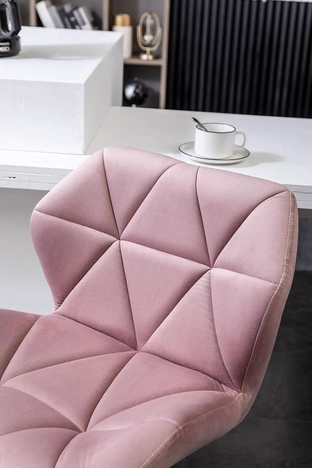 Breni Velvet Diamond Tufted Swivel Bar Stool Set Of 2 Mauve from PriceLows™