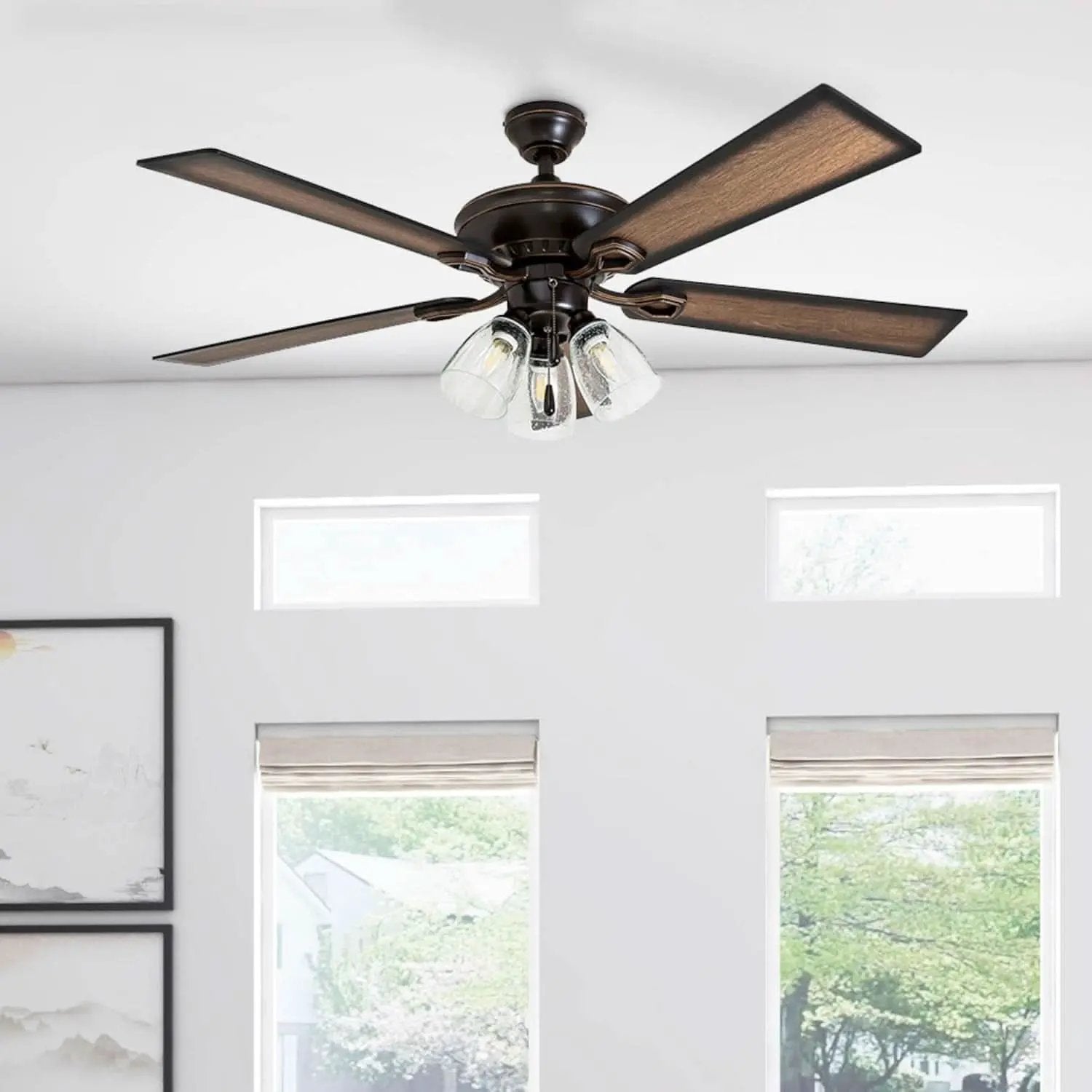 52 Inch Farmhouse LED Ceiling Fan Oil Rubbed Bronze from PriceLows™