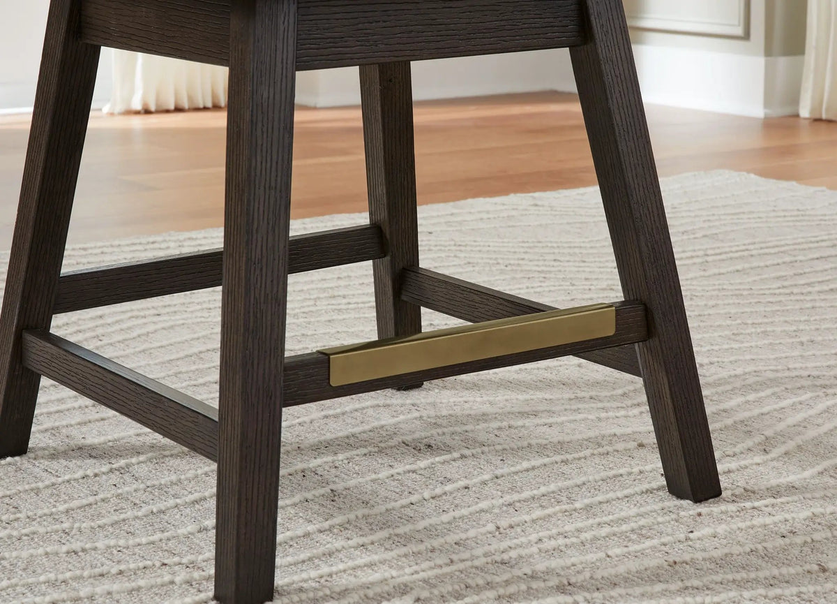 Burkhaus Swivel Barstool | Set Of 2 | Upholstered Seat | Beige And Dark Brown