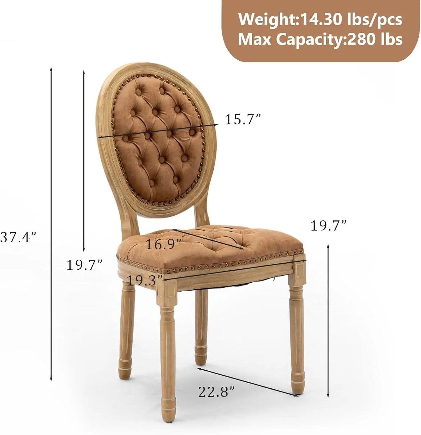 PU Leather Dining Chairs Set of 6 Orange Round Back with Nailhead Trim from PriceLows™