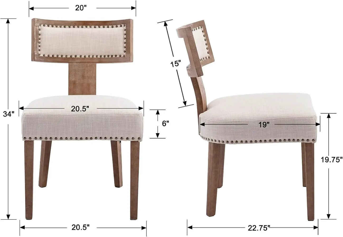 Mid Century Modern Armless Dining Chairs Beige Tone from PriceLows™