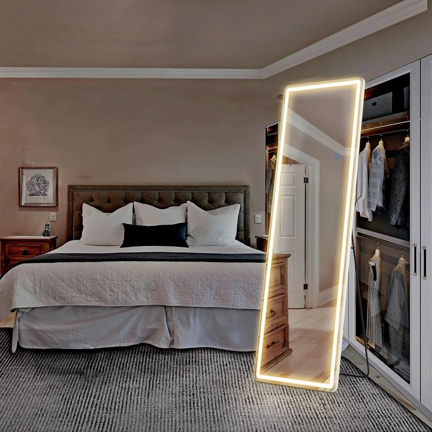 LED 20x63 Full Length Mirror With 3 Color Lights For Bedroom from PriceLows™