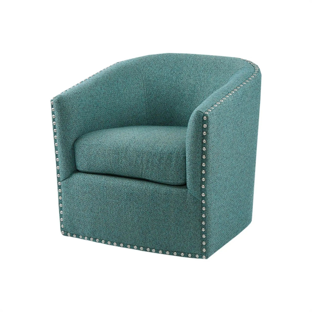 Swivel Chair With 360 Degree Rotation | Silver Nailhead Accents | Metal Base | High-Density Foam Cushion