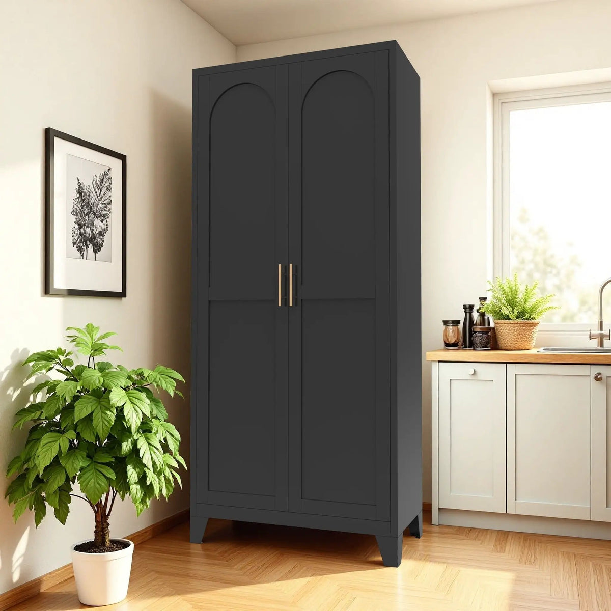 Metal Storage Cabinet | Doors And Adjustable Shelves | Corrosion-Resistant Steel | 70.87 Inch Height