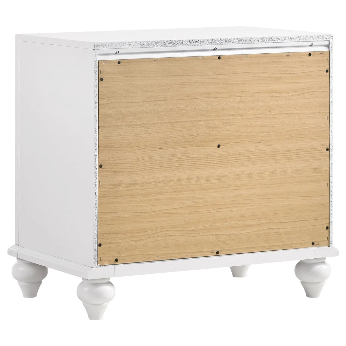 Barzini 2-drawer Nightstand | 25.25 x 16.5 x 25.25 in | Crystal | White
