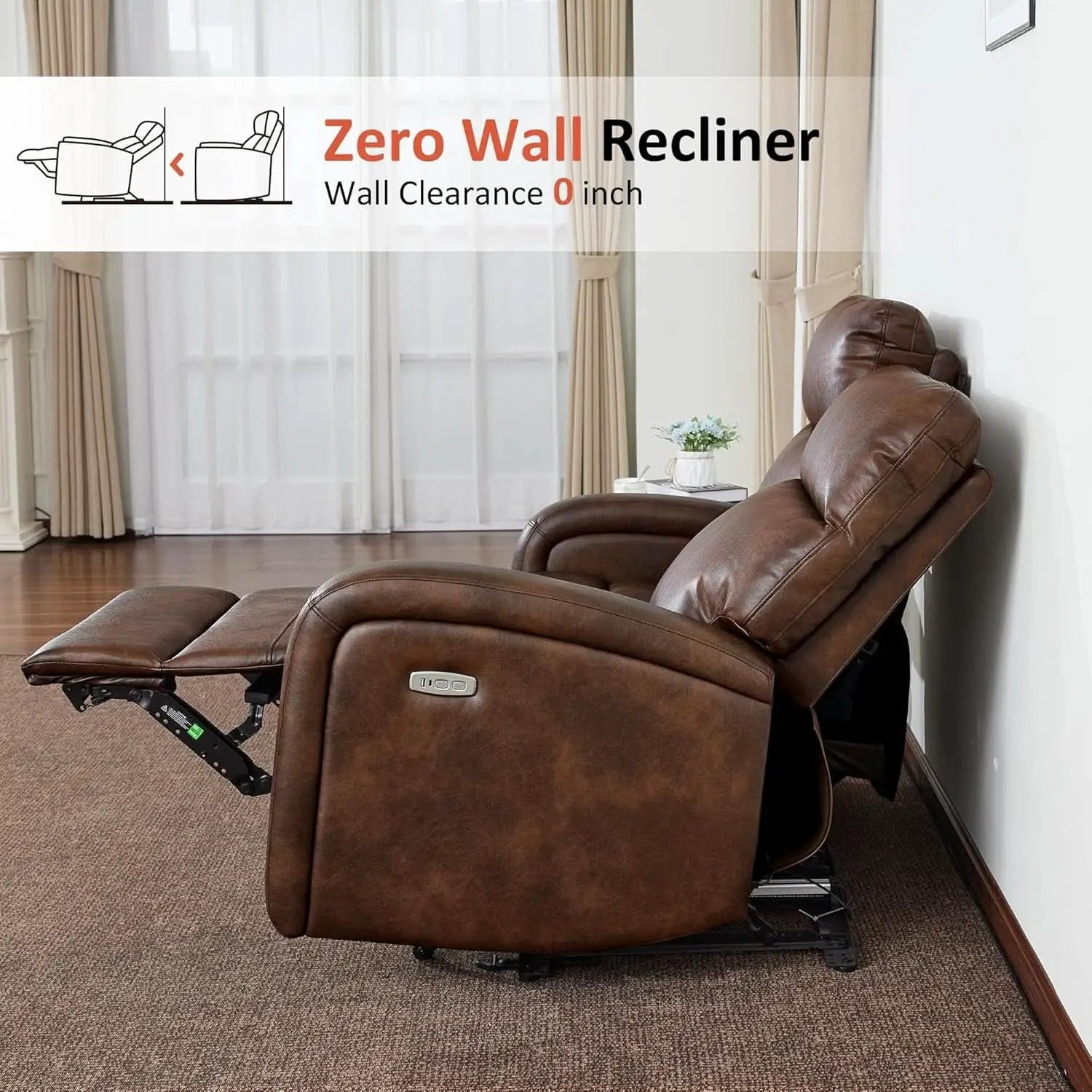 65.7 Inch Dark Brown Zero Wall Power Recliner Loveseat from PriceLows™