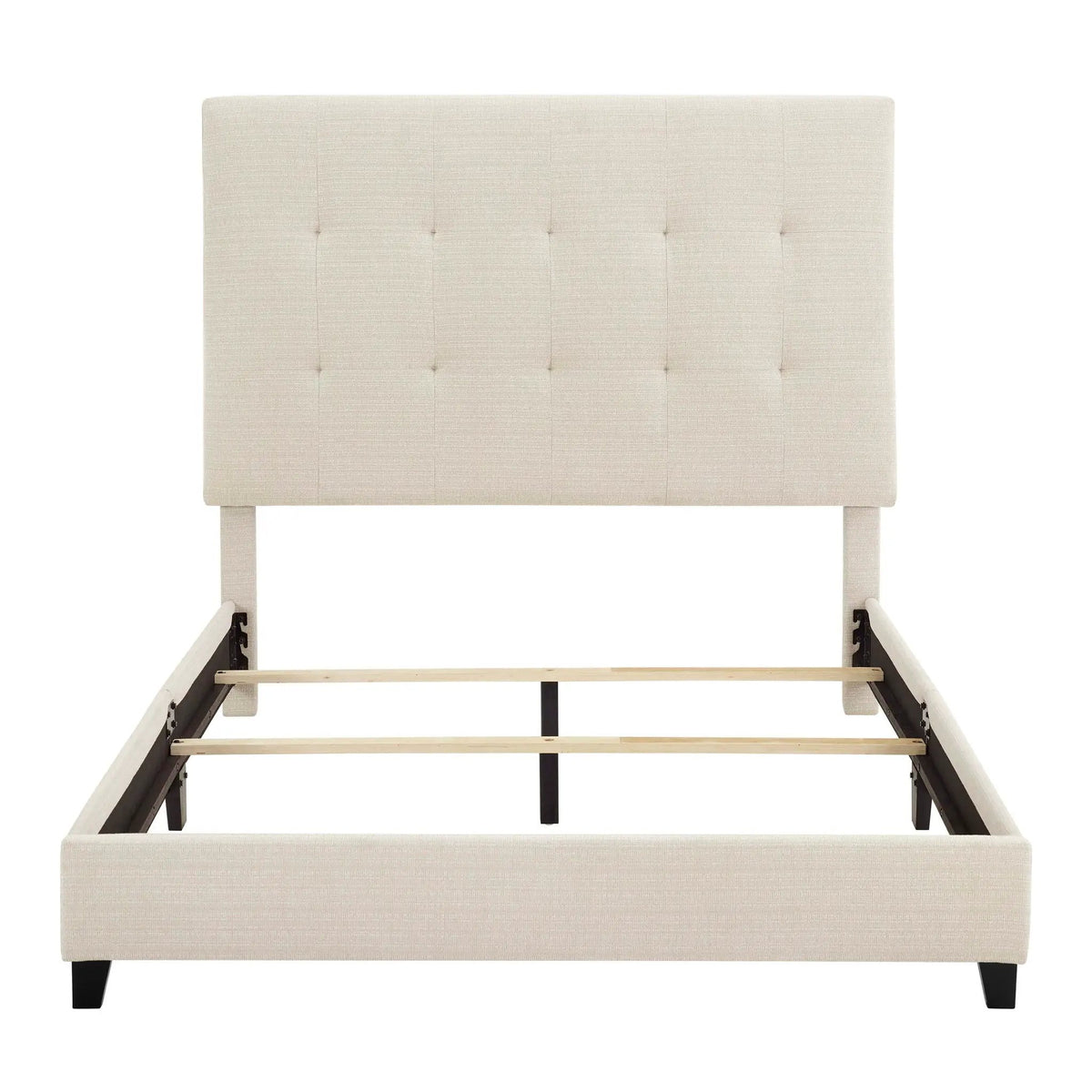 Tufted Upholstered Headboard Platform Bed | Laminated Veneer Lumber | CertiPUR-US Foam | 60 Inch Height