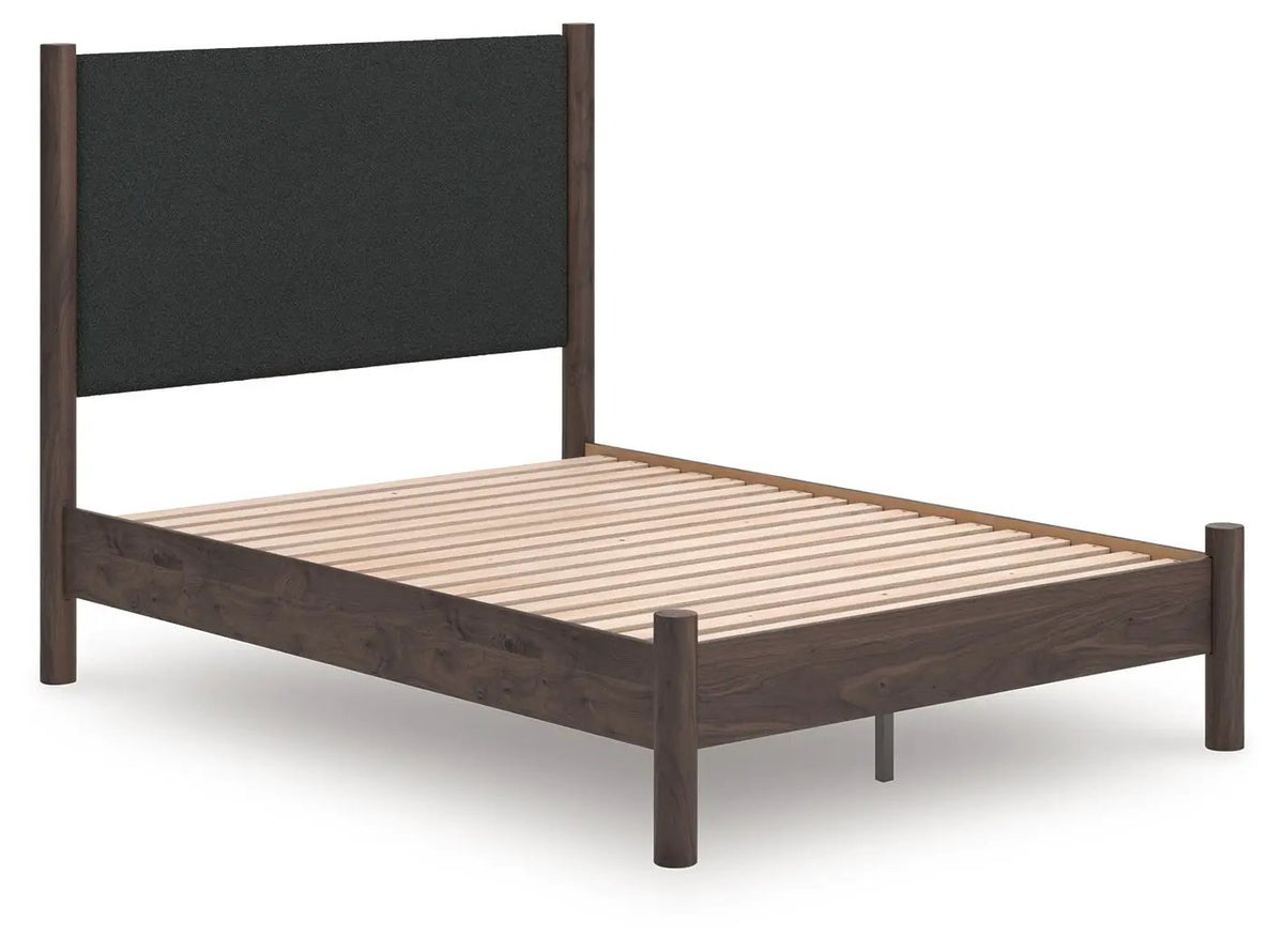 Pamytta Upholstered Panel Platform Bed | Retro Boho Style | Textured Headboard | 80 Inch Width