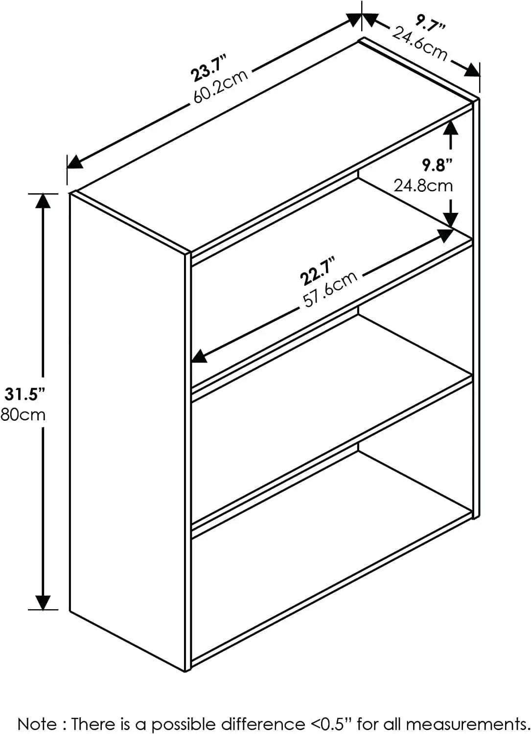 Pasir 3 Tier Open Shelf Bookcase Dark Espresso 31 Inch from PriceLows™