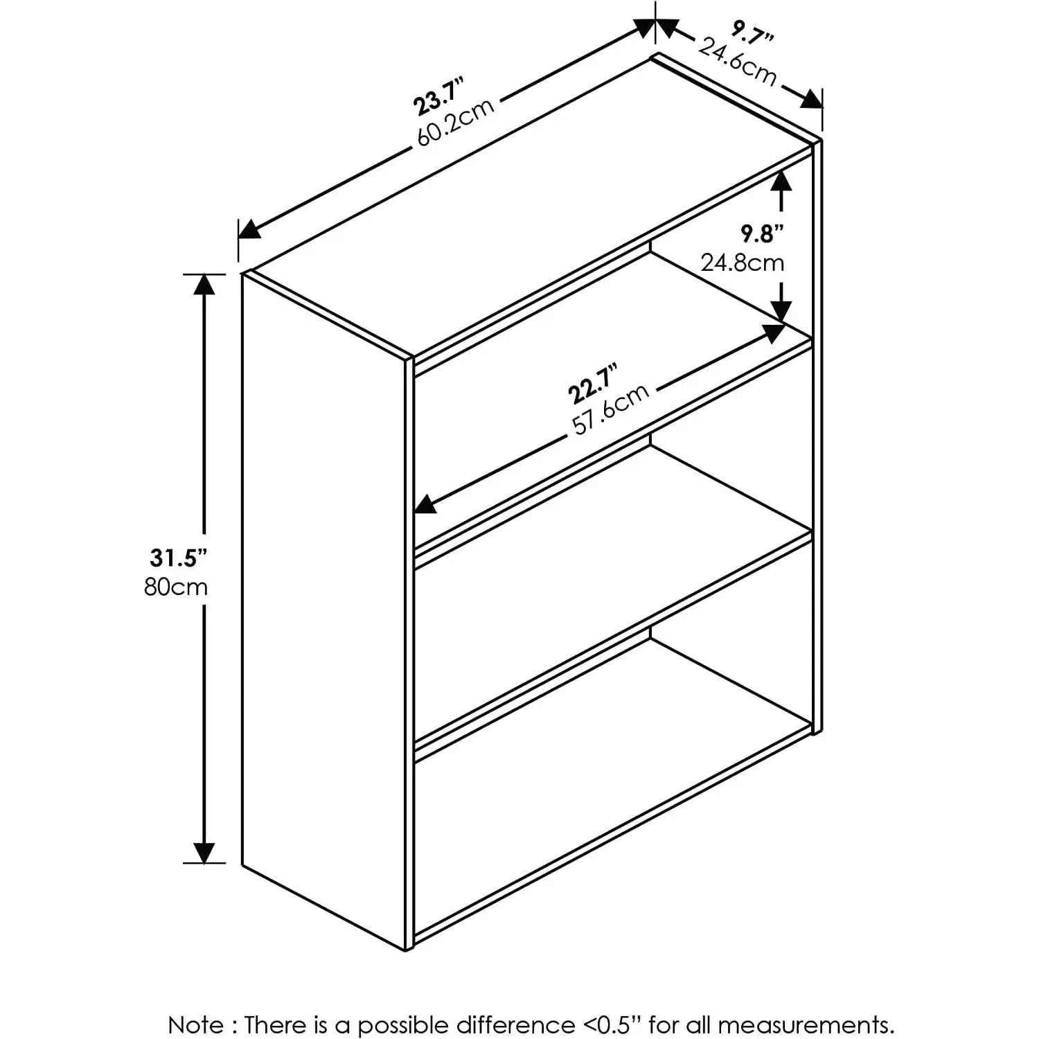 Pasir 3 Tier Open Shelf Bookcase In Espresso Finish from PriceLows™