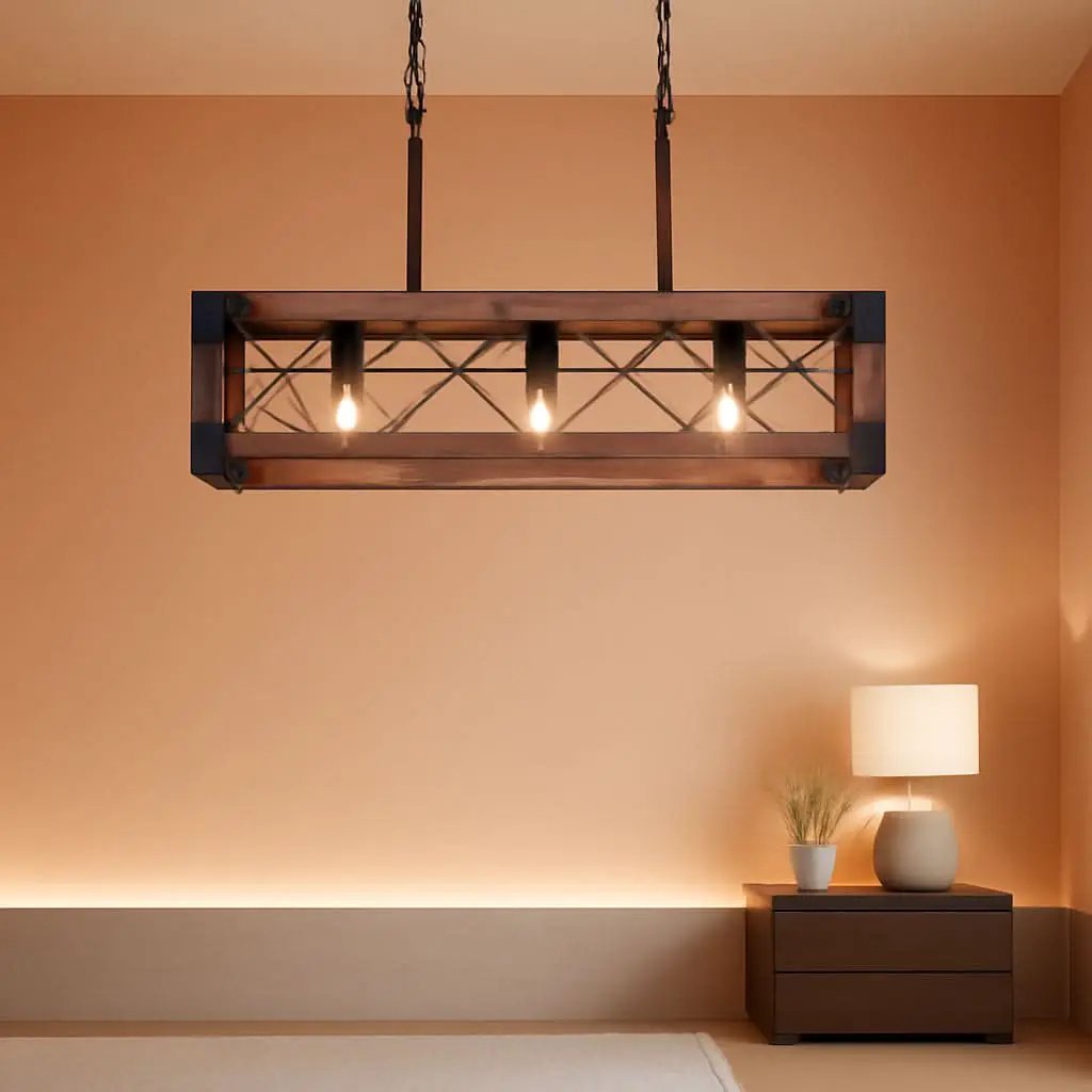Farmhouse 5 Light Kitchen Island Chandelier With Solid Wood from PriceLows™