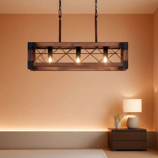 Farmhouse 5 Light Kitchen Island Chandelier With Solid Wood from PriceLows™