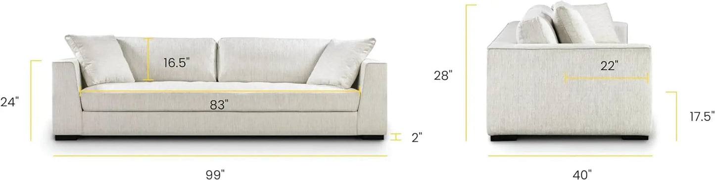 Capri Fabric Sofa Bright Ash Down Pillows Modern Living from PriceLows™