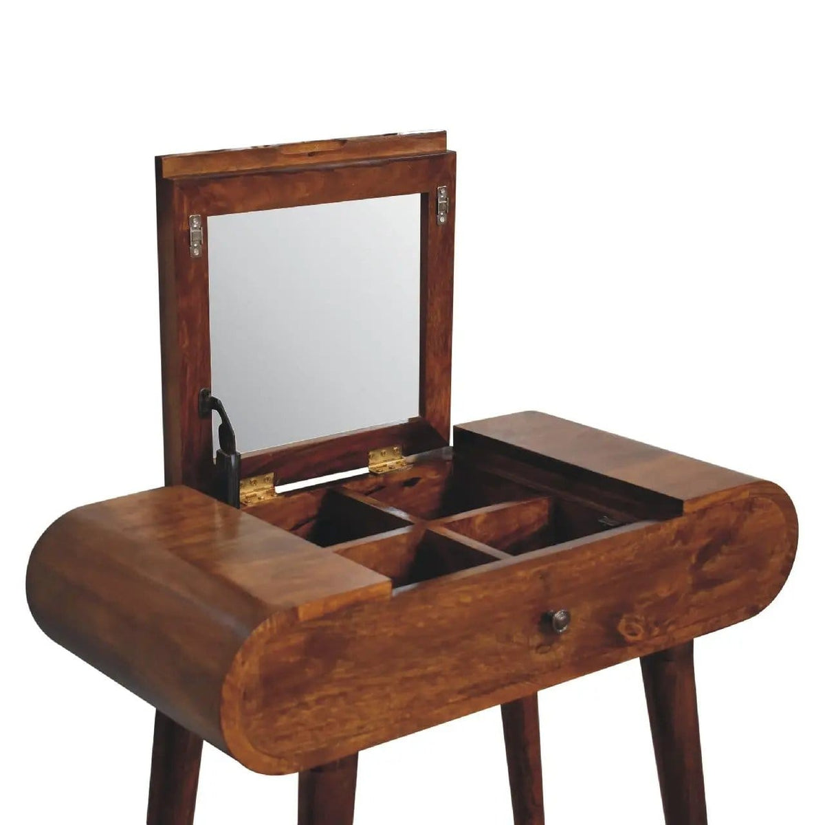 Mini Round Fold Vanity Chestnut | 27.56 x 13.78 x 31.1 in | Mango Wood | Bathroom