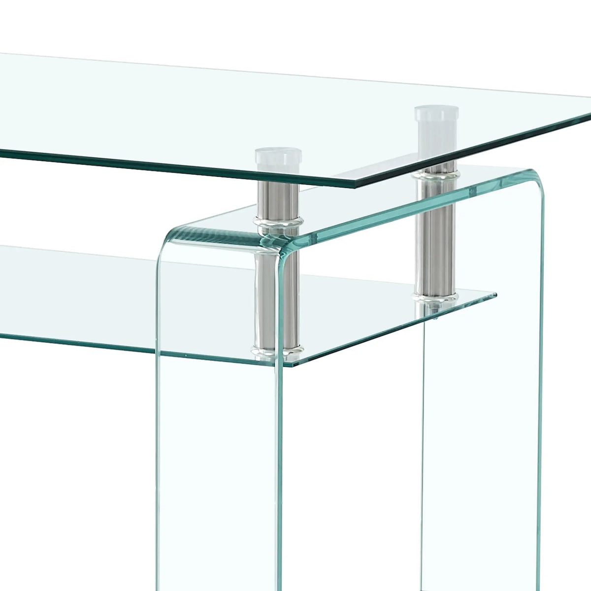 Tempered Glass Coffee Table | Two Tier Storage | Modern Geometric Design