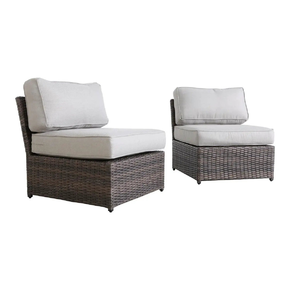 Armless Patio Chair | Cushions Included | Aluminum Inner Frame | Woven Wicker Base