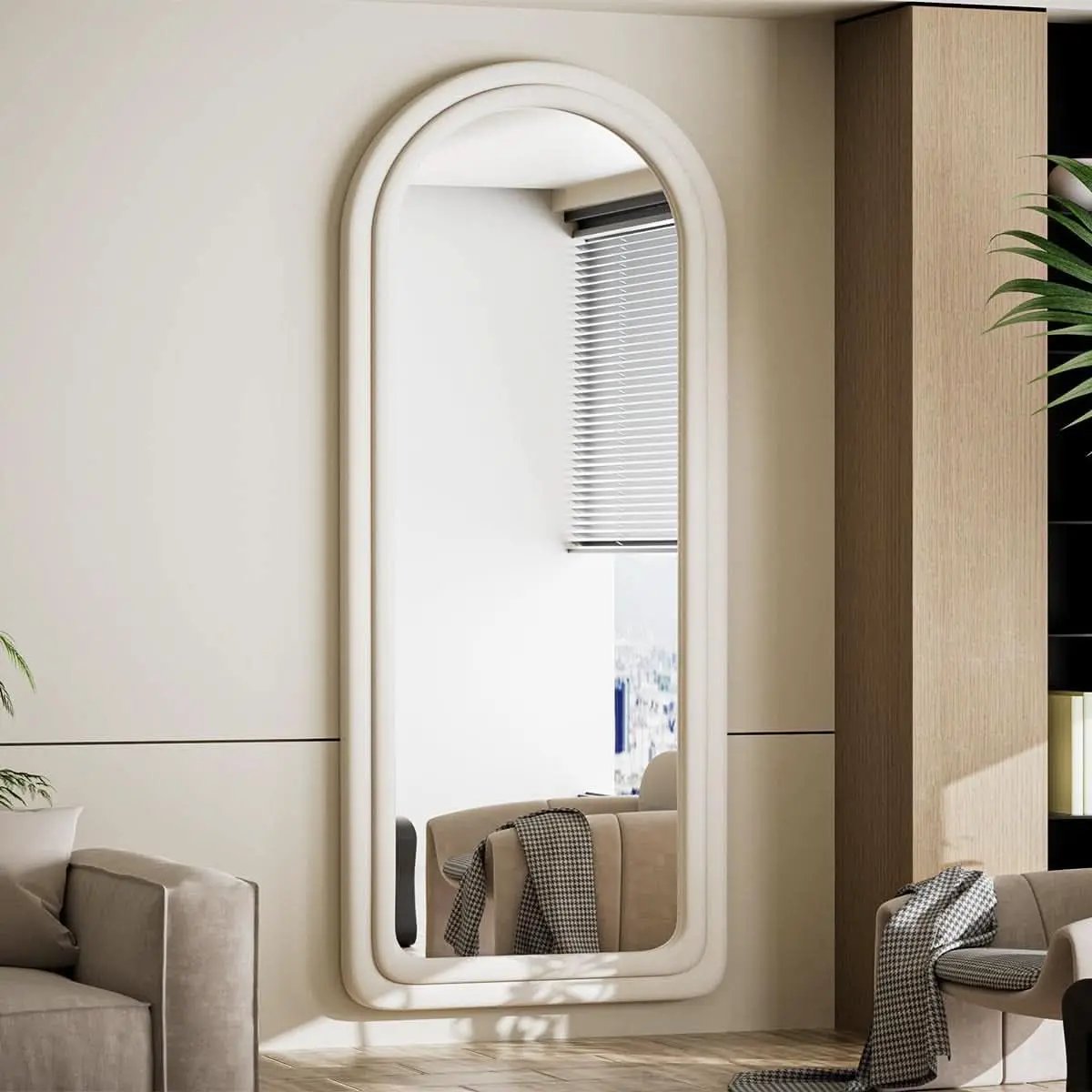 63 By 24 Inch Arched Full Length Freestanding Floor Mirror White from PriceLows™