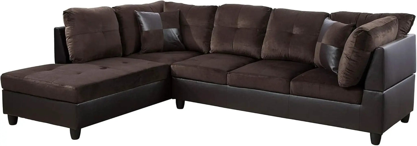 3-Piece Contemporary Sectional Sofa With Chaise And Storage Ottoman Chocolate from PriceLows™